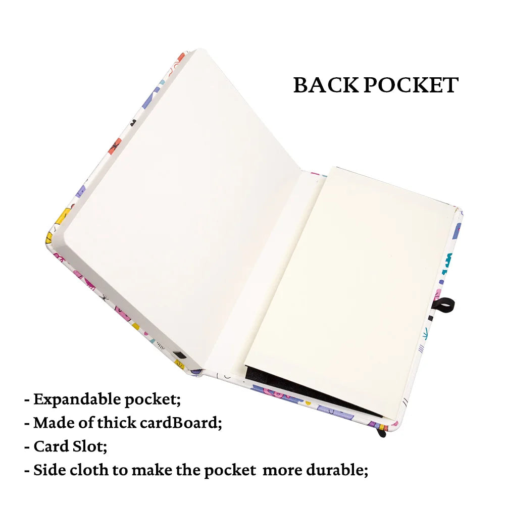 Lovely Dog Premium A5 Hardcover Journal Dot Grid Notebook with Elastic Band, Pen Loop, Inner Pocket, and Ribbon Marker