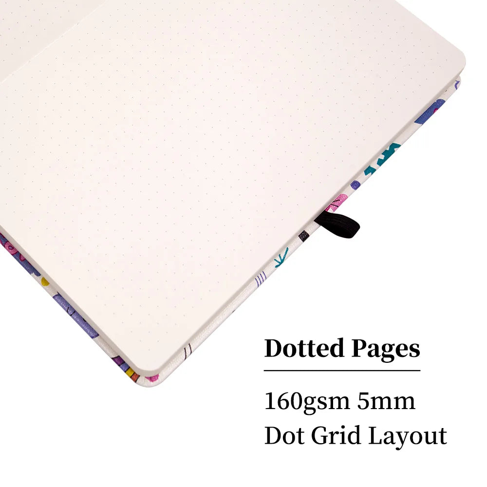 Lovely Dog Premium A5 Hardcover Journal Dot Grid Notebook with Elastic Band, Pen Loop, Inner Pocket, and Ribbon Marker