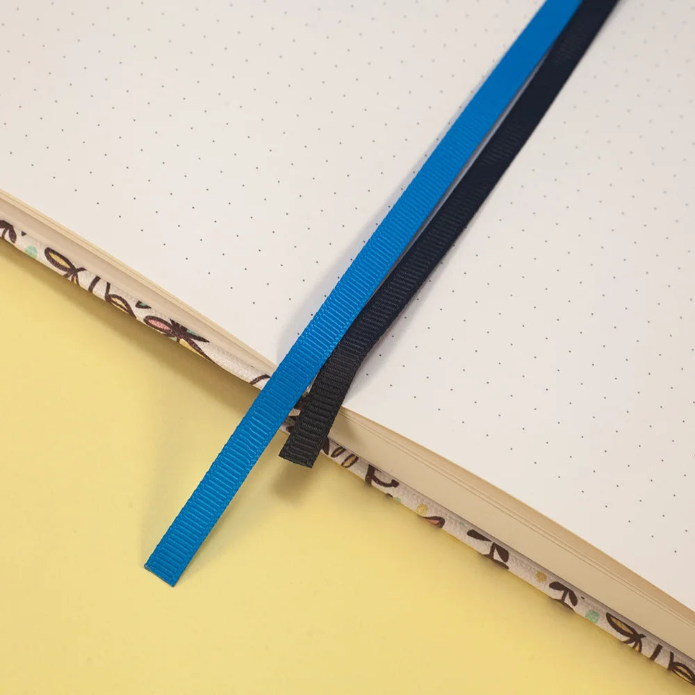 Exotic Floral Premium A5 Hardcover Journal Dot Grid Notebook with Elastic Band, Pen Loop, Inner Pocket, and Ribbon Marker