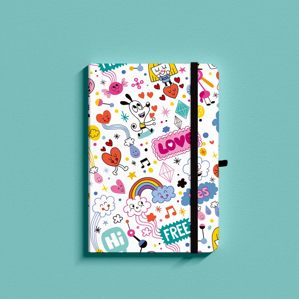 Lovely Dog Premium A5 Hardcover Journal Dot Grid Notebook with Elastic Band, Pen Loop, Inner Pocket, and Ribbon Marker