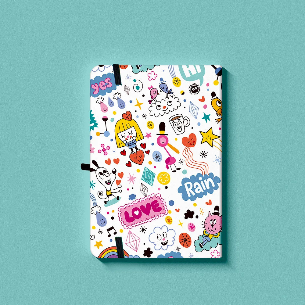 Lovely Dog Premium A5 Hardcover Journal Dot Grid Notebook with Elastic Band, Pen Loop, Inner Pocket, and Ribbon Marker