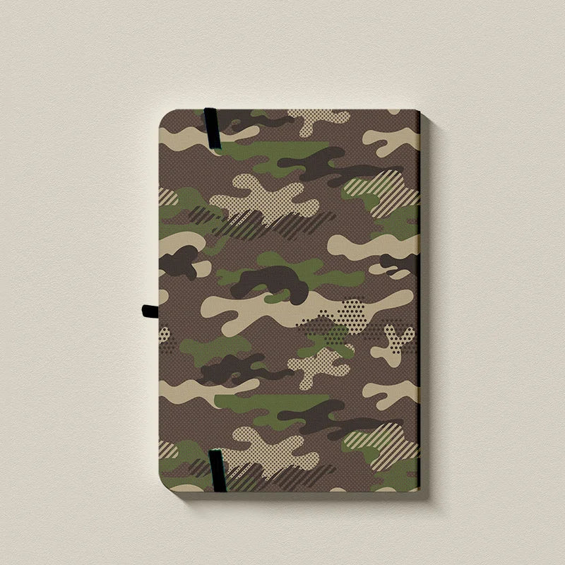 Camouflage Premium A5 Hardcover Journal Lined Notebook with Elastic Band, Pen Loop, Inner Pocket, and Ribbon Marker