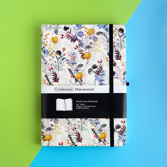 Wild Floral Premium A5 Hardcover Journal Blank Notebook with Elastic Band, Pen Loop, Inner Pocket, and Ribbon Marker